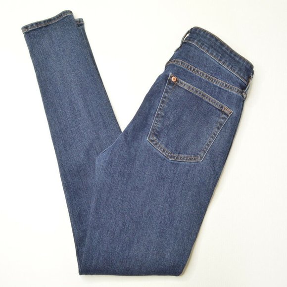 H&M Size 29 Womens SKINNY COUPE MOULANTE Button Fly Dark Wash STRETCH Blue Jeans - Picture 1 of 8